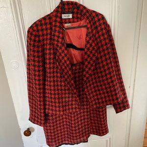 RED AND BLACK CLUELESS INSPIRED WOOL SKIRT AND BAZER SET